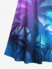 Maxi Robe Hawaïen Ombrée Croisé Palmier Cocotier Imprimés de Grande Taille - Bleu 3X