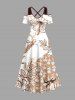 Flower Leaf Branch Bowknot Print Plus Size Matching Hawaii Beach Outfit For Couples -  