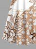 Flower Leaf Branch Bowknot Print Plus Size Matching Hawaii Beach Outfit For Couples -  
