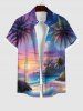 Coconut Tree Ombre Colorful Sky Sea Print Plus Size Matching Hawaii Beach Outfit For Couples -  