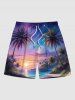 Coconut Tree Ombre Colorful Sky Sea Print Plus Size Matching Hawaii Beach Outfit For Couples -  