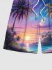 Coconut Tree Ombre Colorful Sky Sea Print Plus Size Matching Hawaii Beach Outfit For Couples -  
