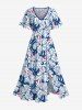 Tropical Hibiscus Flowers Print Plus Size Matching Hawaii Beach Outfit For Couples -  
