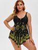 Plus Size & Curve Paisley Handkerchief Padded Modest Tankini  Swimsuit -  