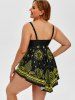 Plus Size & Curve Paisley Handkerchief Padded Modest Tankini  Swimsuit -  