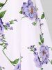 Plus Size Twisted Plunging Crop Top and 3D Flower Print Spaghetti Strap Cottagecore Dress -  