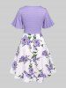 Plus Size Twisted Plunging Crop Top and 3D Flower Print Spaghetti Strap Cottagecore Dress -  