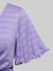 Robe style cottagecore grande taille avec haut court plongeant torsadé et bretelles spaghetti à imprimé floral 3D - Pourpre  4X | US 26-28