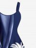 Robe Drapée Ligne A Arbre Noix de Coco et Ligne A Imprimés de Grande Taille - Bleu profond 5X