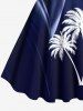 Robe Drapée Ligne A Arbre Noix de Coco et Ligne A Imprimés de Grande Taille - Bleu profond 5X