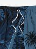 Plus Size Coconut Tree Tropical Leaves Curve Print Hawaii Drawstring Beach Shorts For Men -  