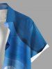 Plus Size Ombre Floral Ink Painting Print Hawaii Button Pocket Shirt For Men -  