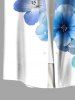 Plus Size Ombre Floral Ink Painting Print Hawaii Button Pocket Shirt For Men -  