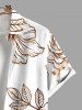 Plus Size Floral Leaves Branch Bowknot Print Hawaii Button Pocket Shirt For Men -  