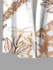 Plus Size Floral Leaves Branch Bowknot Print Hawaii Button Pocket Shirt For Men -  