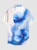 Plus Size Watercolor Ombre Flower Curve Print Hawaii Button Pocket Shirt For Men -  