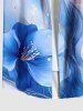 Chemise hawaïenne grande taille à imprimé floral ombré aquarelle et poches boutonnées pour homme - Bleu L