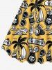 Plus Size Coconut Tree Sea Waves Skull Juice Sunglasses Ice Cream Print Hawaii A Line Tank Dress -  