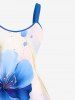 Plus Size Watercolor Ombre Flower Curve Print Hawaii A Line Tank Dress -  