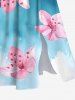 Plus Size Watercolor Ombre Tie Dye Floral Print Hawaii Split Pocket A Line Midi Dress -  