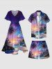Plus Size Coconut Tree Cloud Ombre Seascape Print Hawaii Beach Shorts For Men -  