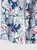 Plus Size Tropical Hibiscus Flowers Print Buttons Pocket Hawaii Shirt For Men -  