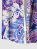 Plus Size Tropical Leaf Flowers Print Buttons Pocket Hawaii Shirt For Men -  