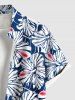 Plus Size Tropical Hibiscus Flowers Print Buttons Pocket Hawaii Shirt For Men -  
