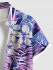 Plus Size Tropical Leaf Flowers Print Buttons Pocket Hawaii Shirt For Men -  