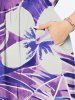 Plus Size Tropical Leaf Flowers Print Split Hawaii Midi Dress -  
