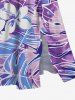 Plus Size Tropical Leaf Flowers Print Split Hawaii Midi Dress -  