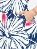 Plus Size Tropical Hibiscus Flowers Print Split Hawaii Midi Dress -  