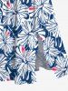 Plus Size Tropical Hibiscus Flowers Print Split Hawaii Midi Dress -  