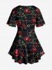 Plus Size Rose Flower Rope Net Print Lattice Crisscross T-shirt -  