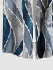 Plus Size Geometric Patterns Colorblock Print Buttons Pocket Hawaii Shirt For Men -  