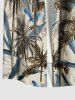Plus Size Coconut Tree Palm Leaf Print Buttons Pocket Hawaii Shirt For Men -  