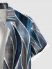 Plus Size Geometric Patterns Colorblock Print Buttons Pocket Hawaii Shirt For Men -  