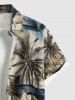 Plus Size Coconut Tree Palm Leaf Print Buttons Pocket Hawaii Shirt For Men -  