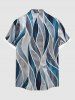 Plus Size Geometric Patterns Colorblock Print Buttons Pocket Hawaii Shirt For Men -  