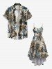 Plus Size Coconut Tree Palm Leaf Print High Low Hawaii Cami Dress -  