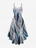 Plus Size Geometric Patterns Colorblock Print High Low Hawaii Cami Dress -  