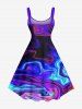 Plus Size Colorful Ocean Currents Print Hawaii Tank Dress -  
