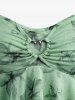Plus Size Floral Print Heart Buckle Layered Handkerchief Asymmetric Tank Top -  