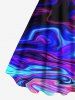 Plus Size Colorful Ocean Currents Print Hawaii Tank Dress -  