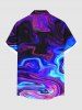 Plus Size Colorful Ocean Currents Print Buttons Pocket Hawaii Shirt For Men -  
