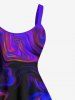 Plus Size Colorful Ocean Currents Print Hawaii Tank Dress -  