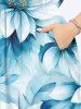 Plus Size Flowers Ombre Print Split Hawaii Midi Dress - Bleu clair 2X