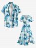 Plus Size Flowers Ombre Print Split Hawaii Midi Dress - Bleu clair 5X