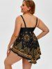 Plus Size & Curve Paisley Handkerchief Padded Modest Tankini  Swimsuit -  