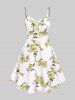 Robe style cottagecore grande taille avec haut court plongeant torsadé et bretelles spaghetti à imprimé floral 3D - Jaune 1X | US 14-16